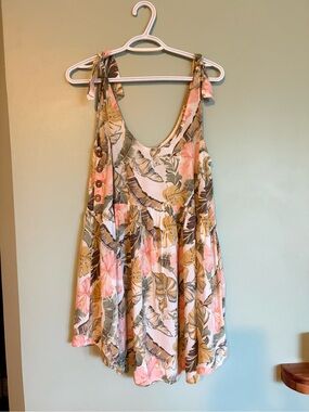 Rip Curl Tropic Coast Dress S Womens Rayon Floral Tropical Summer Beach Cover Up